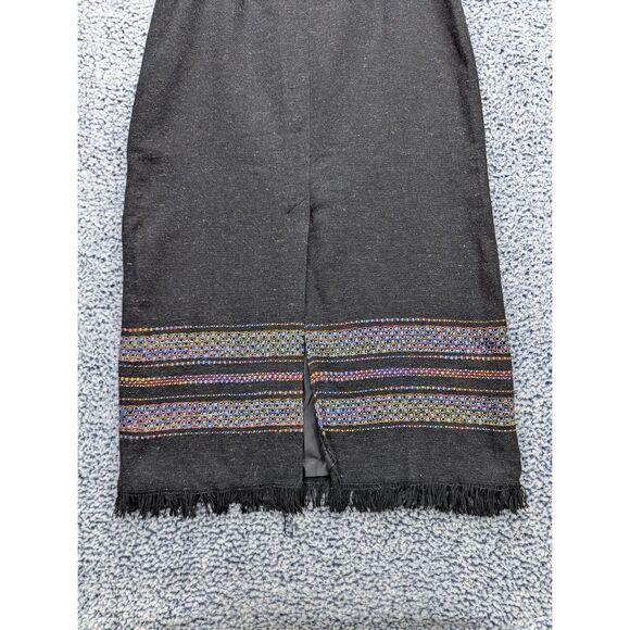 VTG Michele Wool Maxi Skirt Size 12 Lagnlook Cottage Peasant Southwest Fringe - Picture 8 of 13